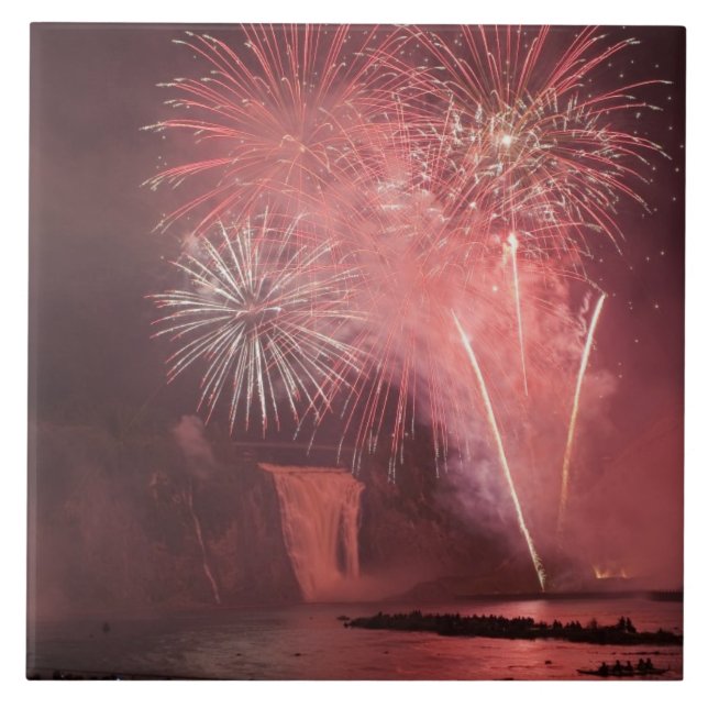 Quebec City, Quebec, Canada. Fireworks at Parc 2 Tile (Front)