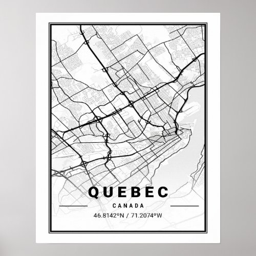 Quebec City Quebec Canada Travel City Map Poster