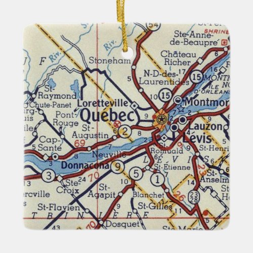 Quebec City Vintage Map Ceramic Ornament