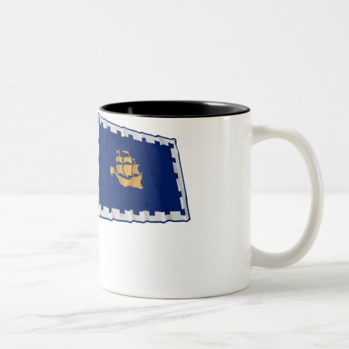 Quebec City Waving Flag Two_Tone Coffee Mug