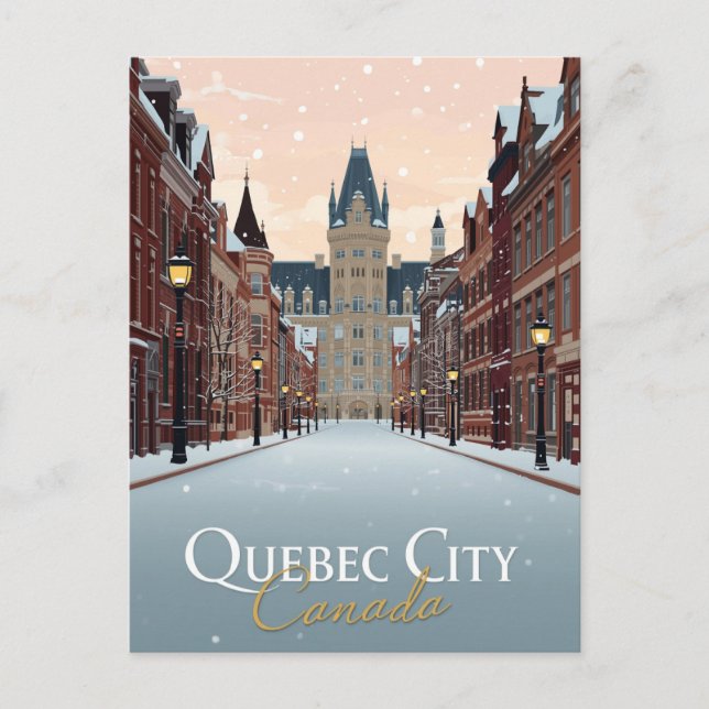 Quebec City Winter Street View Postcard (Front)