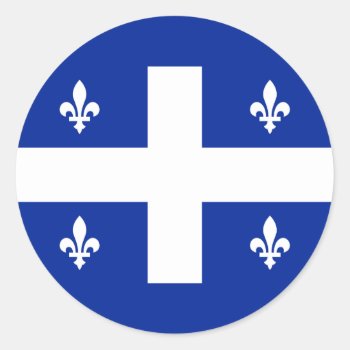 Quebec Classic Round Sticker by flagart at Zazzle