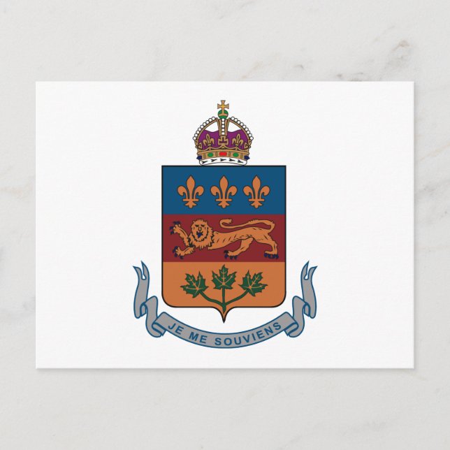 Quebec Coat of Arms (alternative) Postcard (Front)