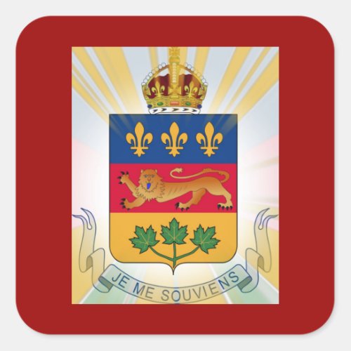 Quebec Coat of Arms Square Sticker