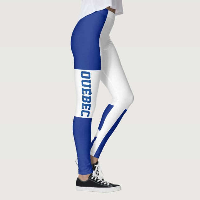 Quebec Flag And Text - Drapeau Québec Et Texte Leggings (Right)