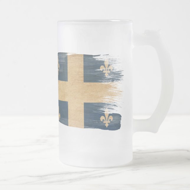 Quebec Flag Frosted Glass Beer Mug (Right)