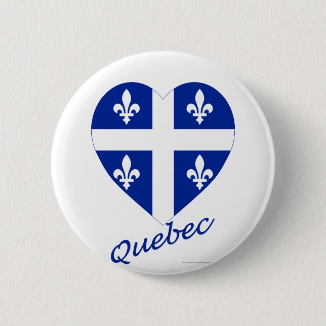 Quebec Flag Heart with Name Button (Front)