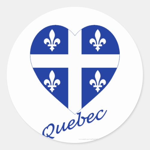 Quebec Flag Heart with Name Classic Round Sticker