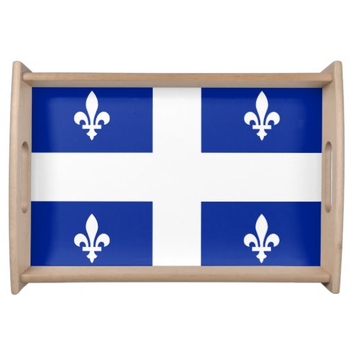 Quebec flag PQ Qc with fleurs de lys Serving Tray