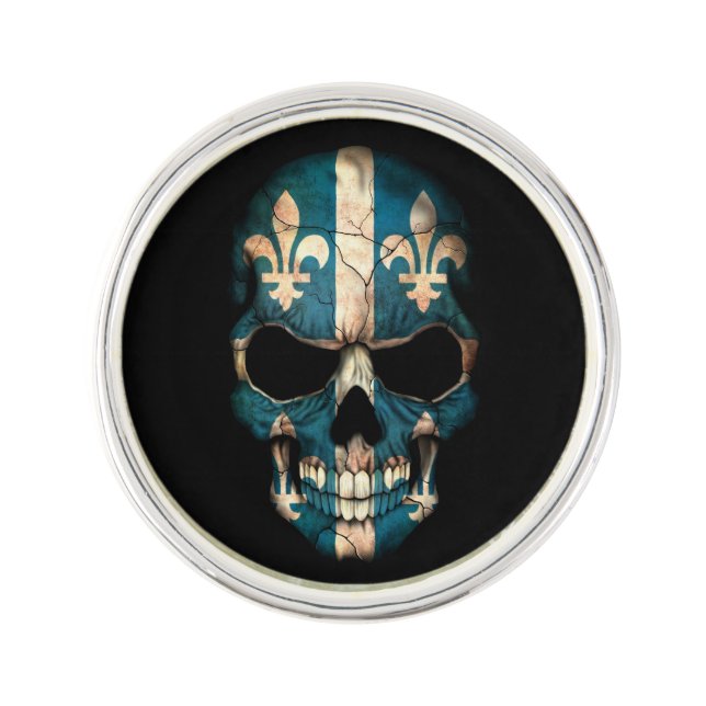 Quebec Flag Skull Lapel Pin (Front)