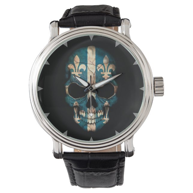 Quebec Flag Skull on Black Watch (Front)