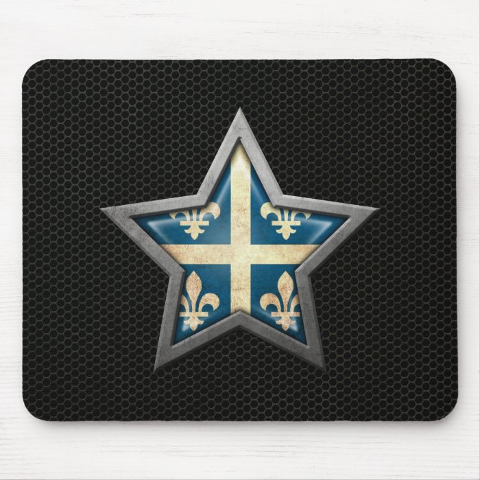 Quebec Flag Star with Steel Mesh Effect Mouse Pads