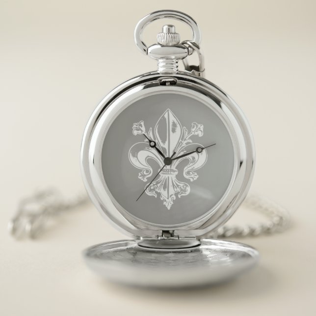 Québec fleur de lys élégant français montre poche pocket watch (Inside)