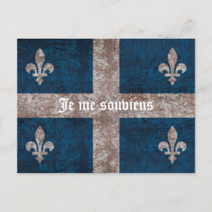 Quebec - grunge flag with motto - classic look postcard