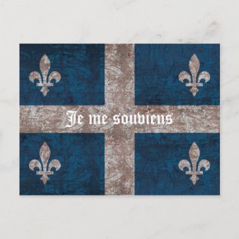 Quebec - Grunge Flag With Motto - Classic Look Postcard by myworldtravels at Zazzle