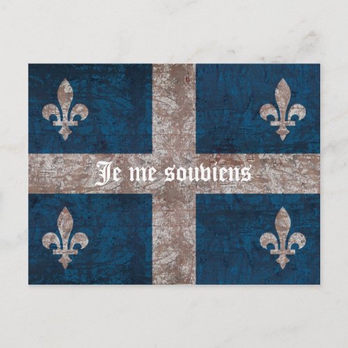 Quebec _ grunge flag with motto _ classic look postcard