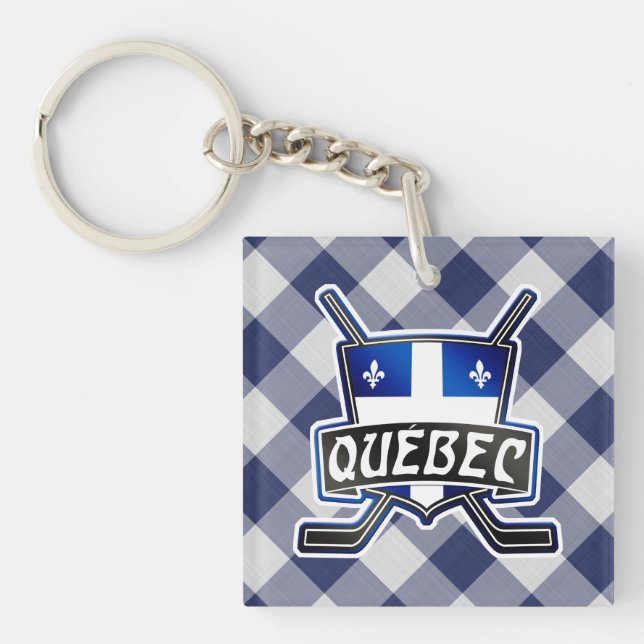 Quebec Hockey Flag Logo Keychain (Front)