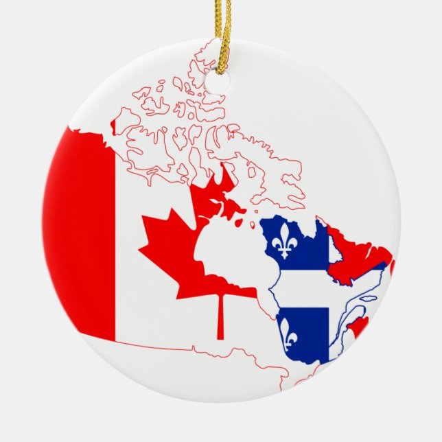 Quebec in Canada flag, map Ceramic Ornament (Front)