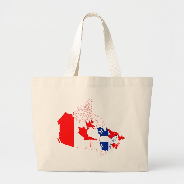 Quebec in Canada flag, map Large Tote Bag (Front)