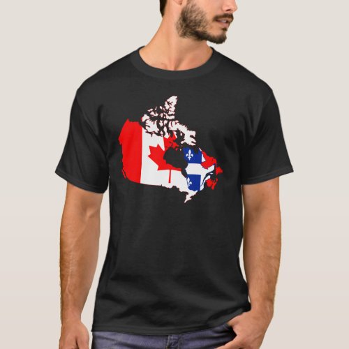 Quebec in Canada flag map T_Shirt