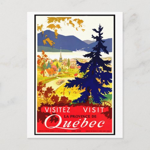 Quebec landscape Canada nature vintage travel Postcard