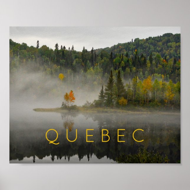 Quebec Landscape Fall Lake with Fog Fine Art Photo Poster (Front)