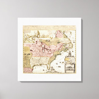 Quebec/Nouvelle-France medieval french map America Canvas Print