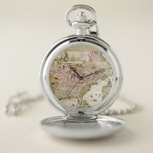 Quebec/Nouvelle-France medieval french map America Pocket Watch