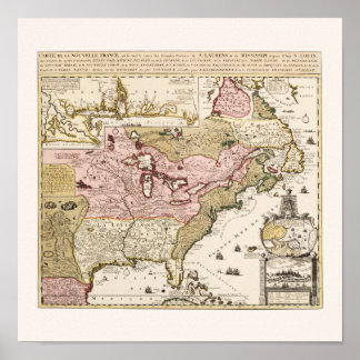 Quebec/Nouvelle-France medieval french map America Poster