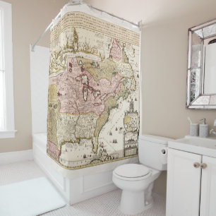 Quebec/Nouvelle-France medieval french map America Shower Curtain