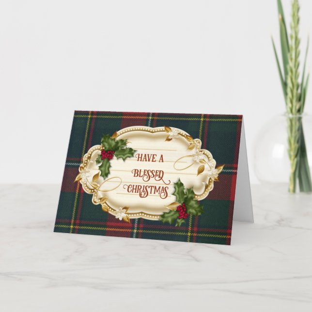 Quebec Original Provincial Tartan Holiday Card (Front)
