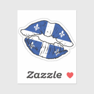 Quebec Quebecer Lipstick Love Flag Sticker