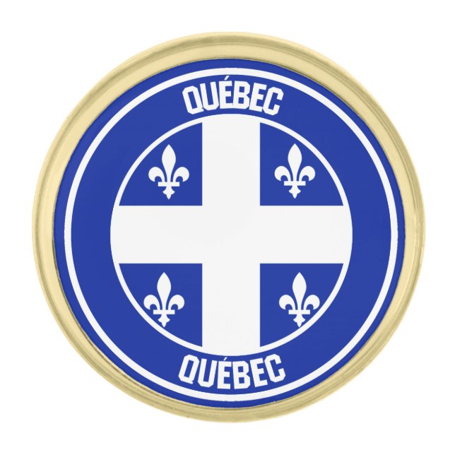 Quebec Round Emblem Gold Finish Lapel Pin (Front)