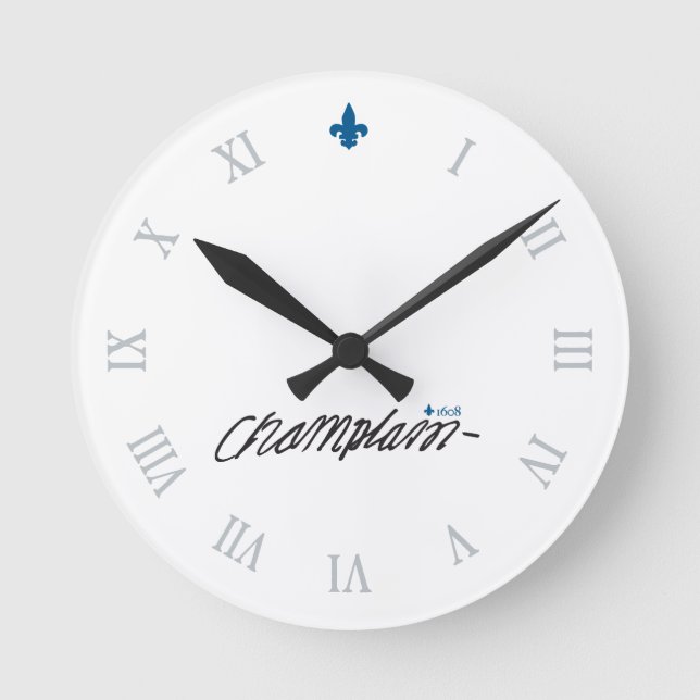 Québec Samuel de Champlain 1608 Signature Français Round Clock (Front)