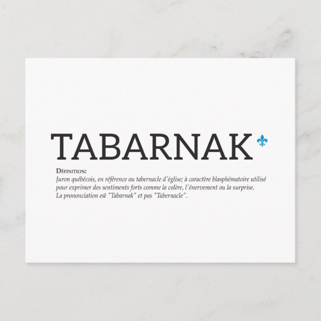Québec Tabarnak Juron Joual Humour Français Postcard (Front)