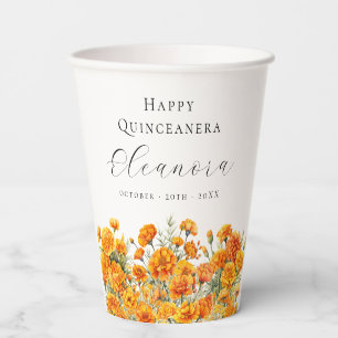 Queceanera Birthday October Birth Flower Marigold Paper Cups