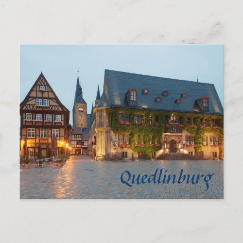 Quedlinburg night photo postcard