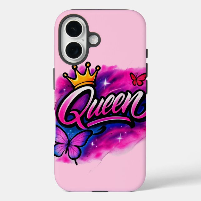 Queen Airbrush Graffiti Crown & Butterfly  Case-Mate iPhone Case (Back)