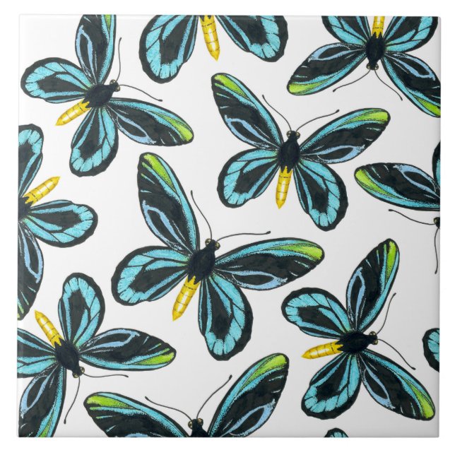 Queen Alexandra' s birdwing butterfly pattern Ceramic Tile (Front)