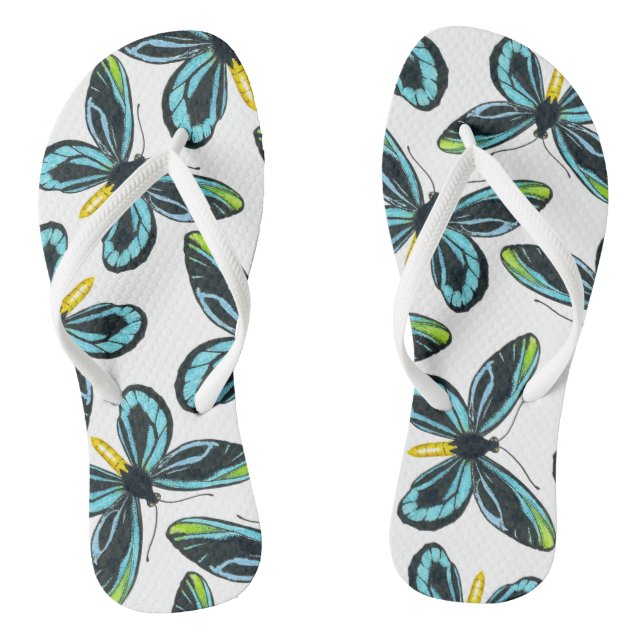 Queen Alexandra' s birdwing butterfly pattern Flip Flops (Footbed)