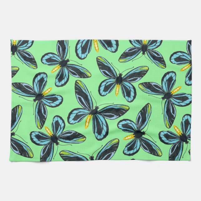 Queen Alexandra' s birdwing butterfly pattern Kitchen Towel (Horizontal)