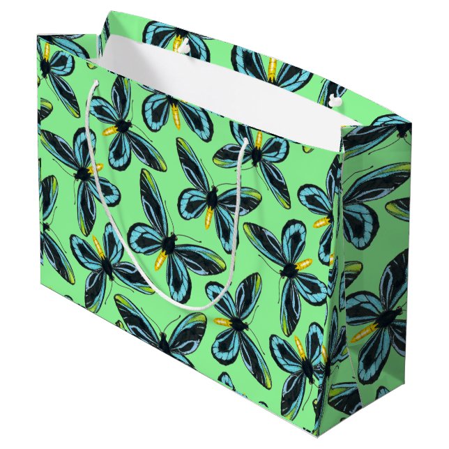 Queen Alexandra' s birdwing butterfly pattern Large Gift Bag (Back Angled)
