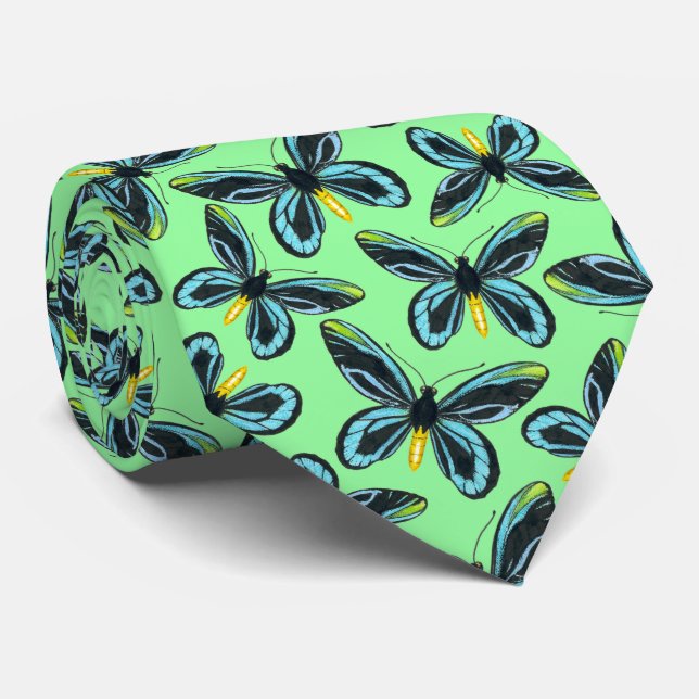Queen Alexandra' s birdwing butterfly pattern Neck Tie (Rolled)