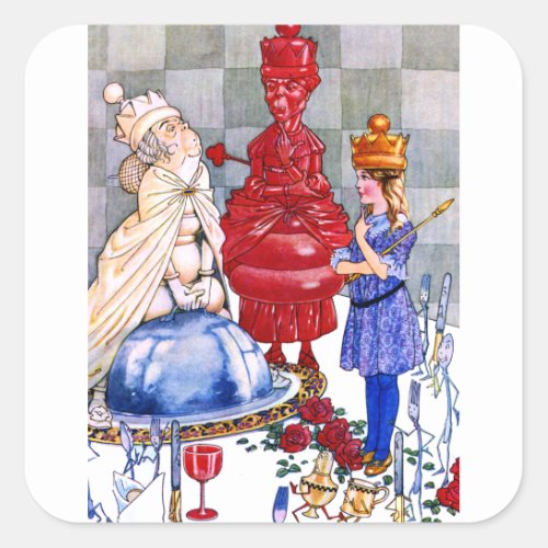Queen Alice the Red Queen and White Queen Square Sticker