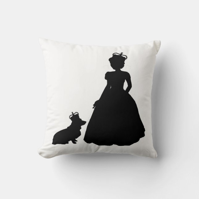 Queen and Corgi silhouette pillow Elizabeth II (Front)