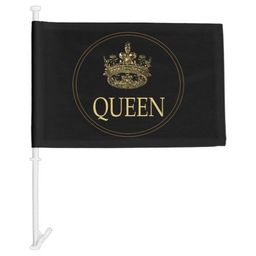 Queen and Crown Emblem Car Flag