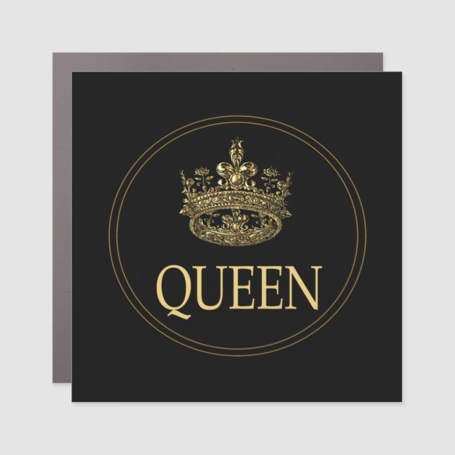 Queen and Crown Emblem Car Magnet (Front)