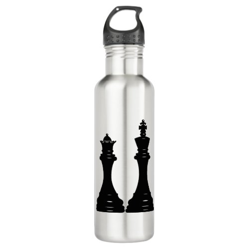 Queen and king chess pieces stainless steel water bottle