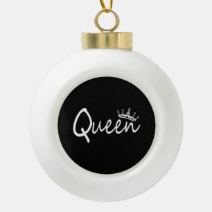 Queen and King Crown Matching Couple Design for Hi Ceramic Ball Christmas Ornament