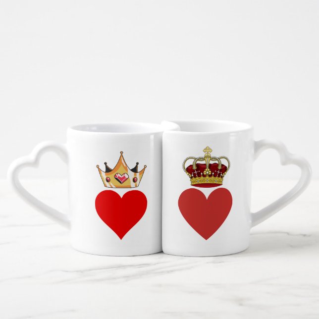 Queen and King of Hearts Coffee Mug Set (Front Nesting)